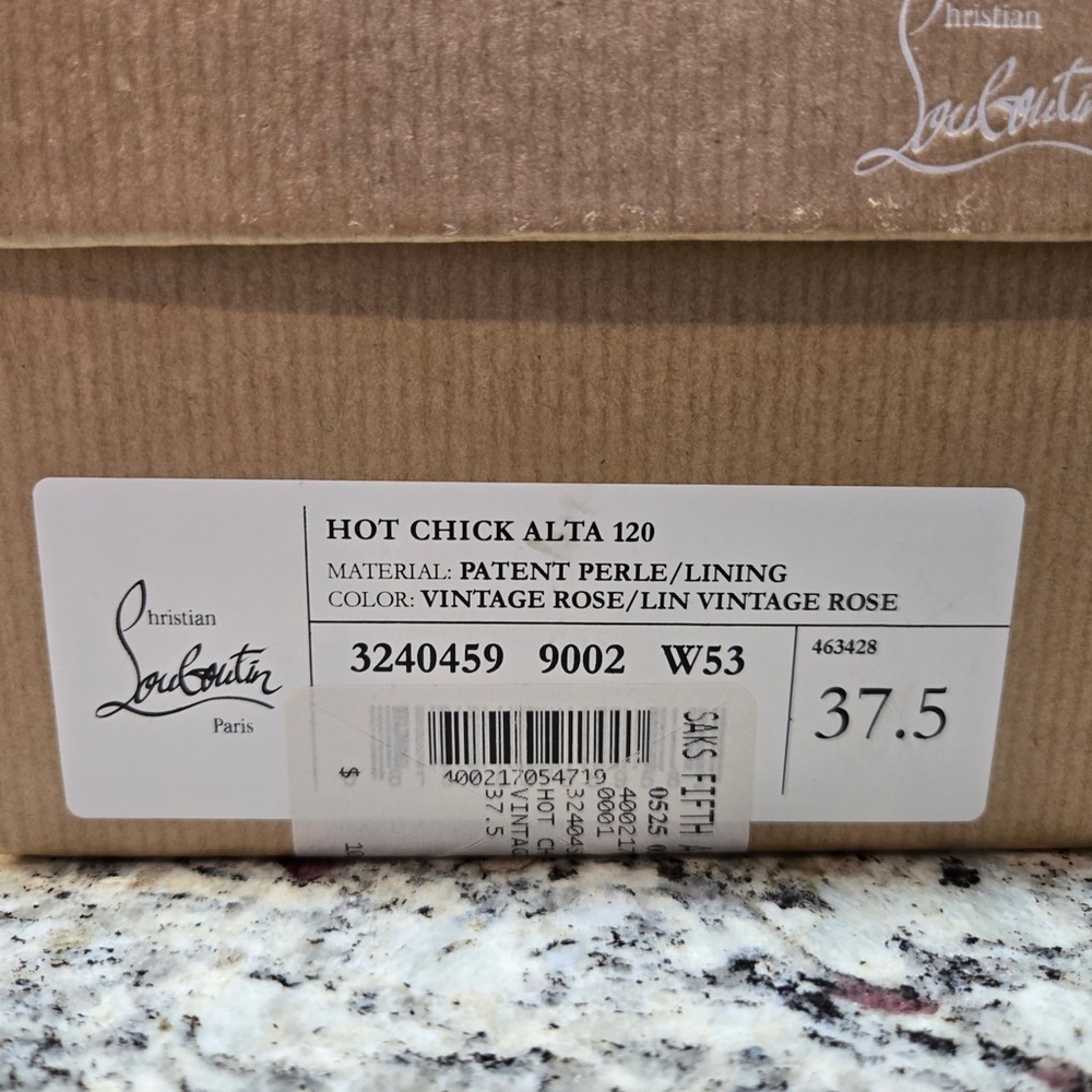 NEW Christian Louboutin Hot Chick Alta Shimmering Pink Peep-Toe Heels Size 37.5 - Picture 12 of 12